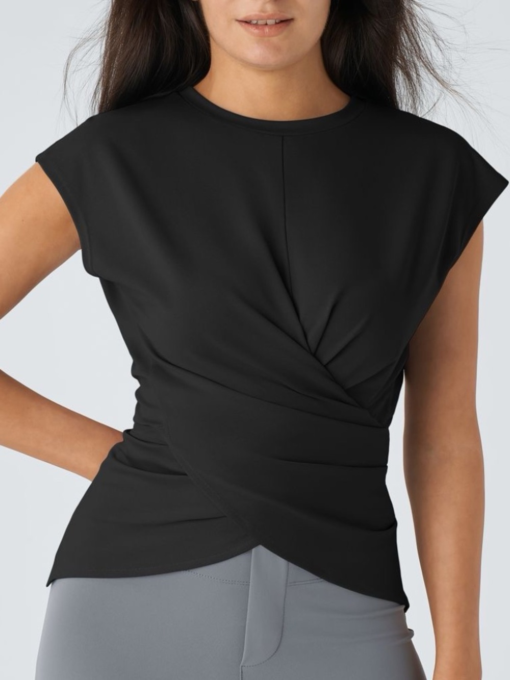 NWT Halara Black Crossover Hem Adjustable Top Women’s Size Medium